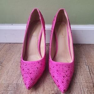 Anne Michelle Fushia/ Hot Pink Rhinestone Stiletto Heels